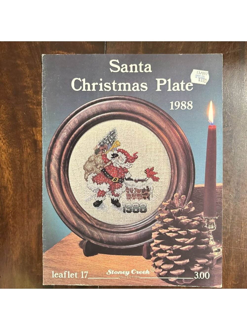 Vintage Stoney Creek 1988 Santa Christmas Plate Cross-Stitch Pattern Leaflet 17